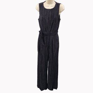 Anne Klein Size 2 Womens Black Pleated Sleeveless Wide Leg Jumpsuit